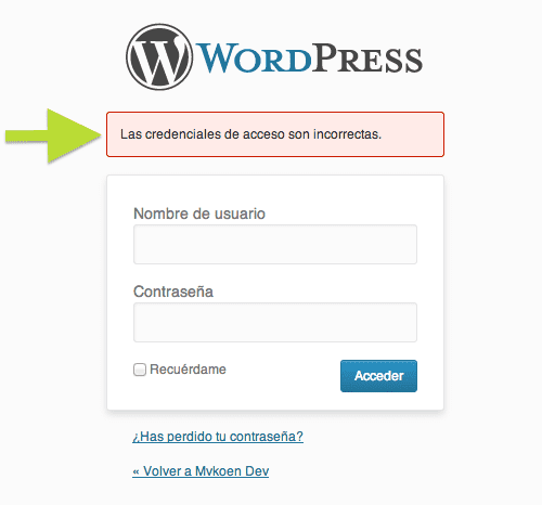 Cómo cambiar el mensaje de error de inicio de sesión en WordPress