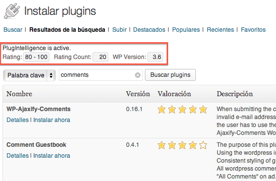 Mostrar únicamente los plugins mejor calificados para instalar en WordPress