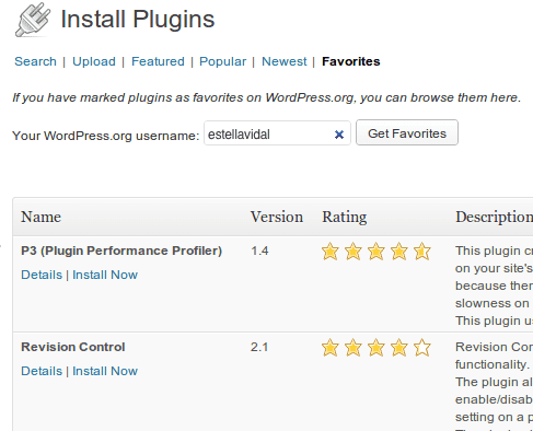Instalar Plugins Favoritos en WordPress 3.5